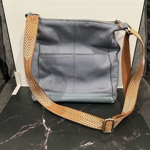 Sak Lucia Crossbody Bag Dusty Blue Leather Purse with Adjustable Strap